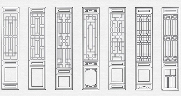 崇礼常用中式仿古花窗图案隔断设计图