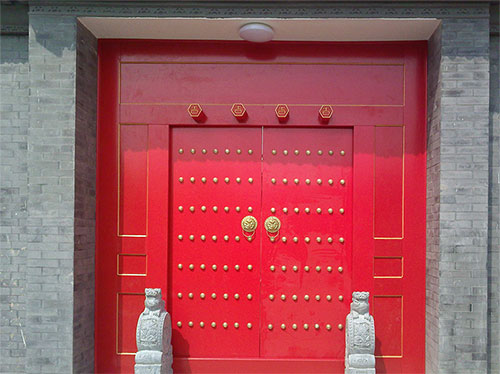 崇礼中国传统四合院系列朱红色中式木制大门木作